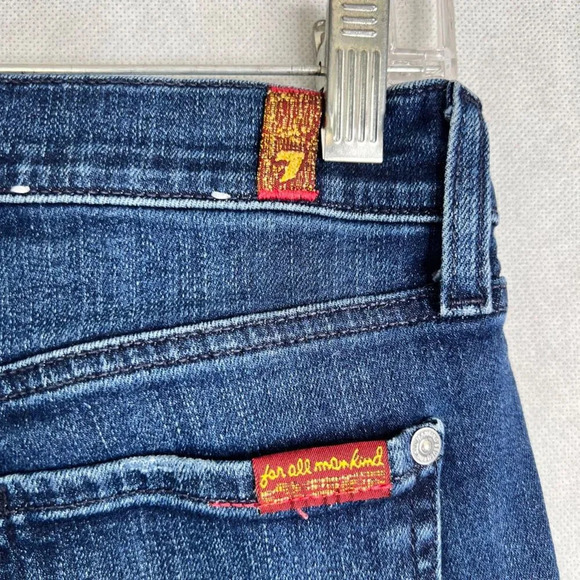 7 For All Mankind Destructed Dark Wash The Skinny Denim Jeans Sz‎ 26 - Picture 6 of 10